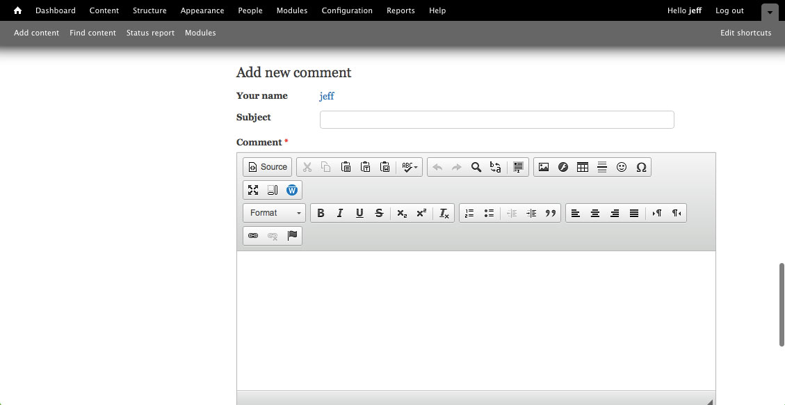 Drupal 'Add new comment' interface