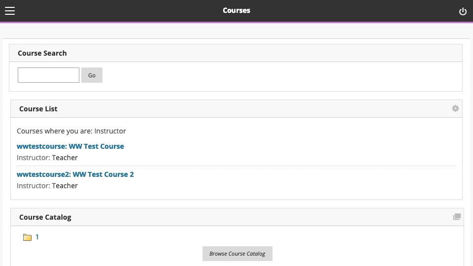 list of Blackboard courses