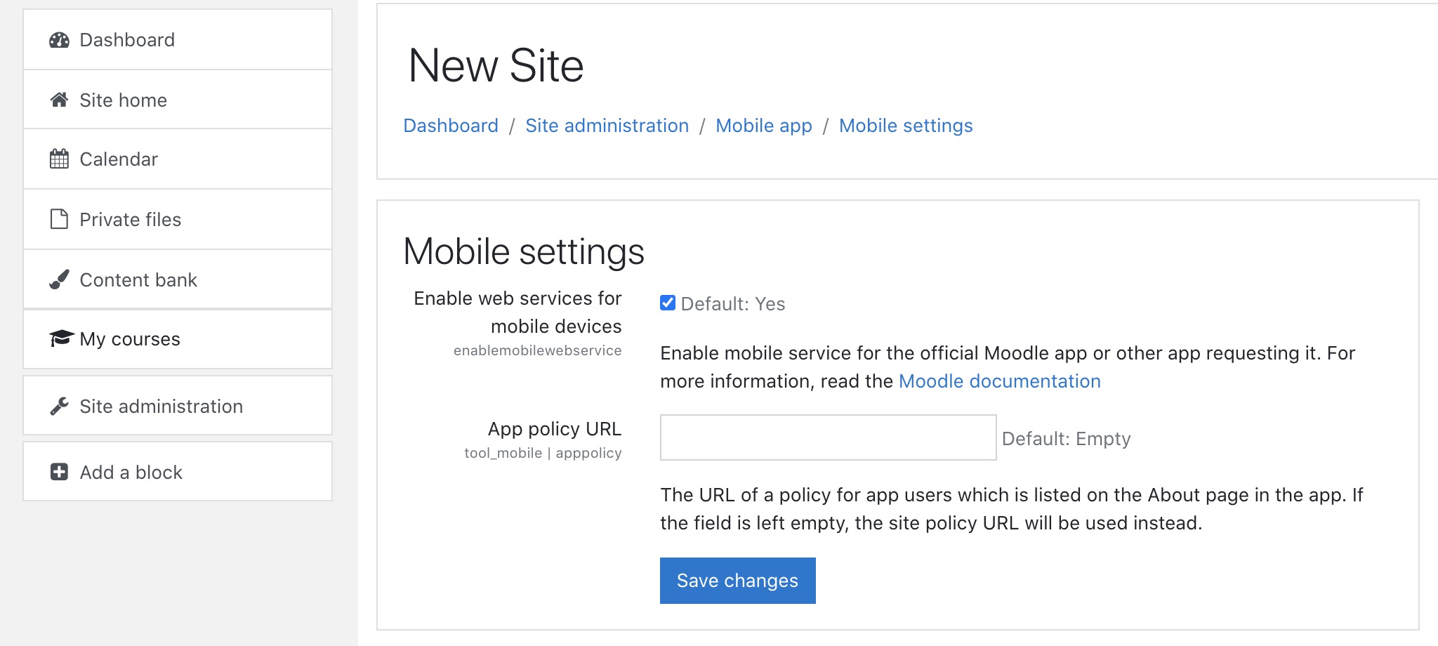 Mobile filter settings interface on Moodle