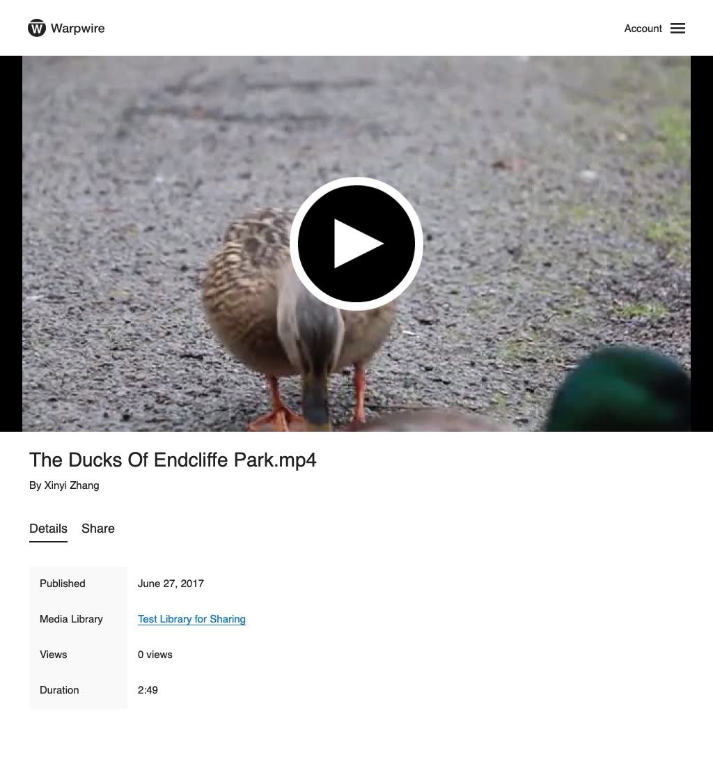 stand-alone page for video of a duck