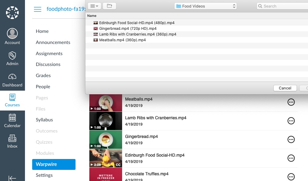 Upload and Insert Media in Canvas Warpwire