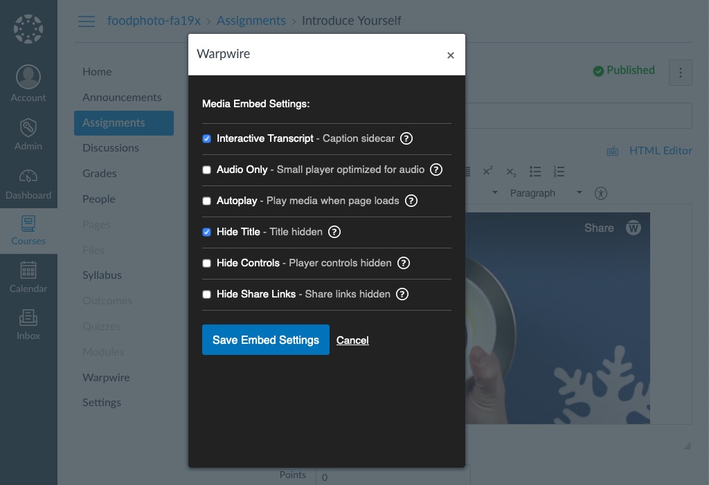 Capture and Insert Media in Canvas Warpwire