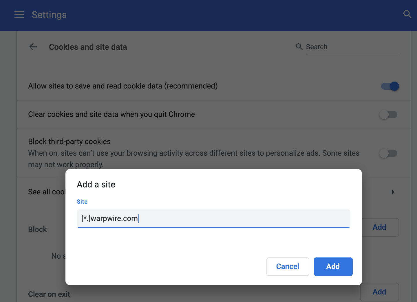 Enabling Browser Cookies Warpwire