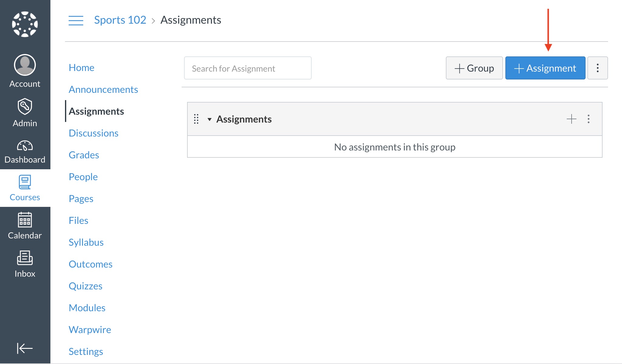 Navigate to the Add Assignment button at the top of your screen.