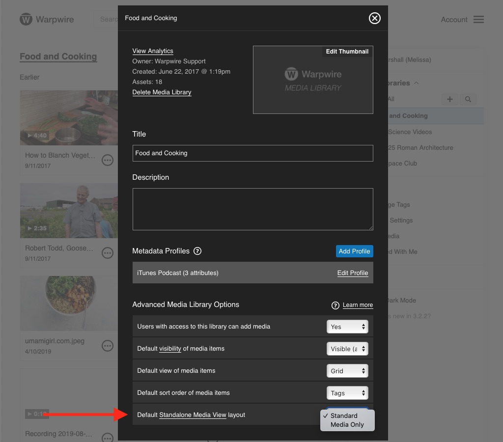 Warpwire Default Standalone Media View layout displays all meta data associated with asset.